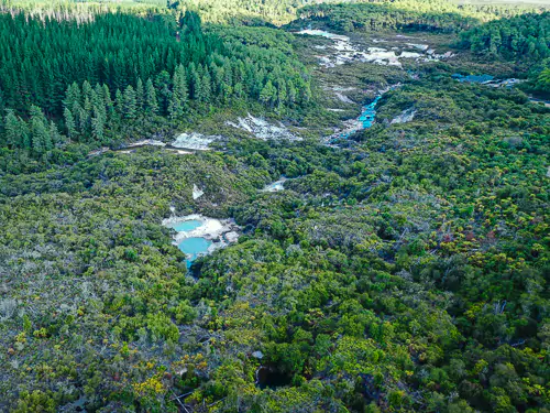 Rotorua’s Thermal Springs - Drone shot nearby the Springs