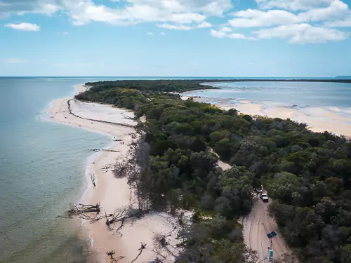 Queensland travel itinerary - Shot of Inskip from above