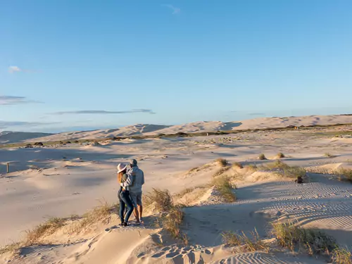 Travel New South Wales - Drone shot of us in the dunes at Anna Bay
