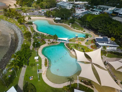 Is Airlie Beach worth visiting? Drone shot of Lagoon